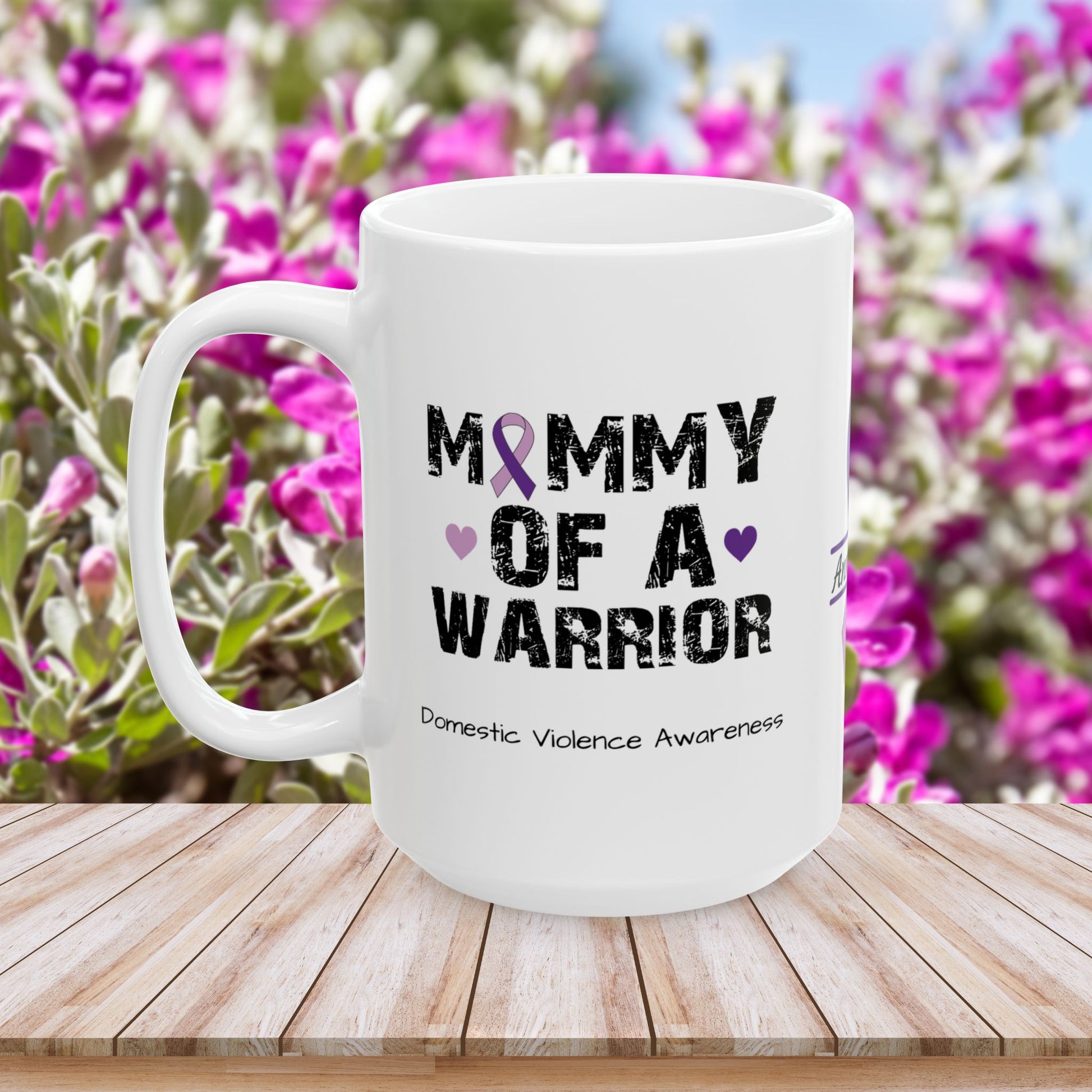 Mommy of a Warrior - Personalized Domestic Violence Awareness Gift, Empowerment and Resilience Ceramic Mug, Support for Survivors