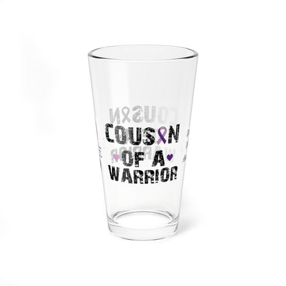 Cousin of a Warrior: Personalized Domestic Violence Awareness Warrior Pint Glass - Proud Family Member