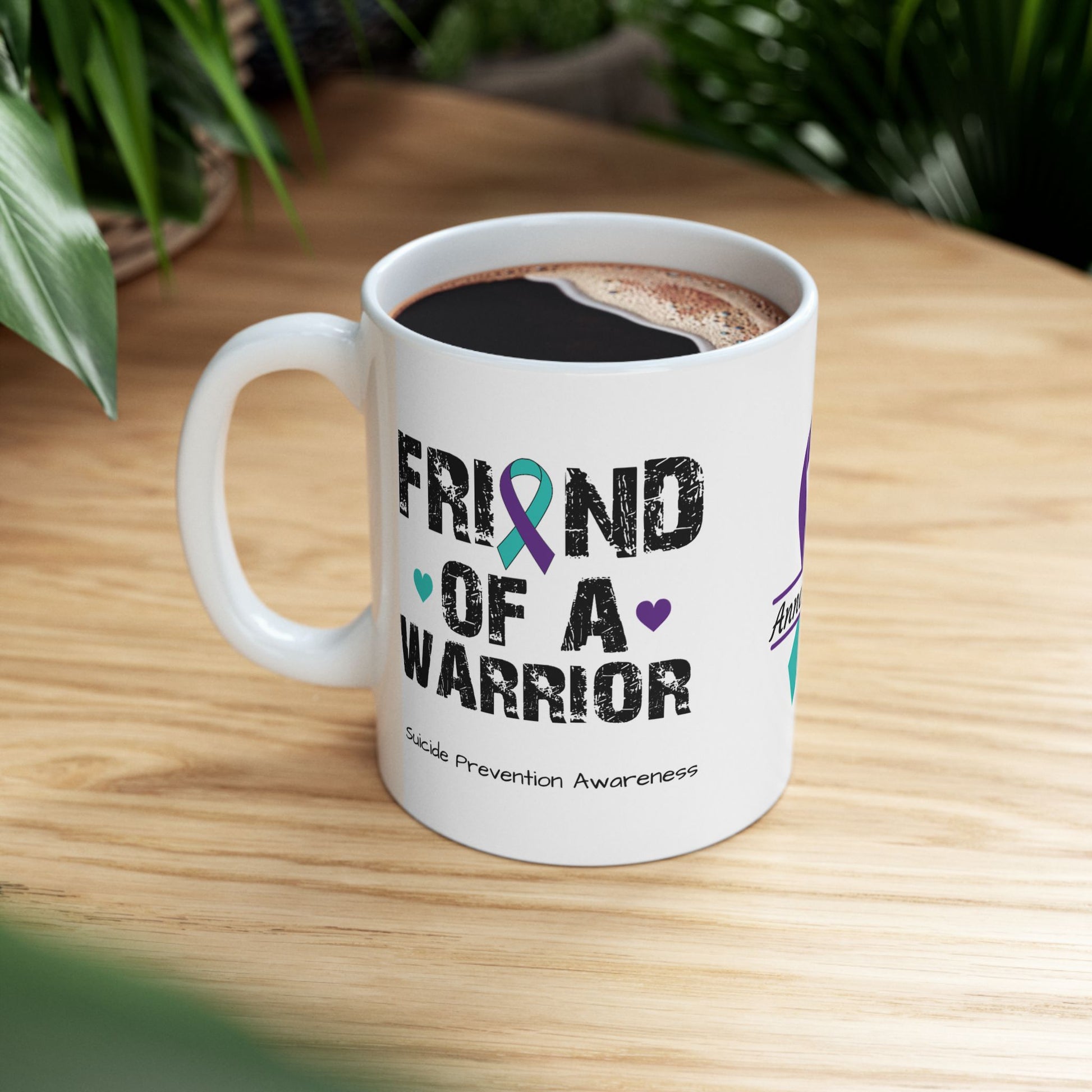 Friend of a Warrior - Personalized Suicide Prevention Awareness Gift, Empowerment and Resilience Ceramic Mug, Support for Survivors