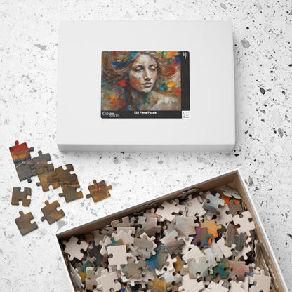 Express Emotions - Impressionist Woman's Portrait Puzzle with Colorful Paint Blooms in Flowing Hair