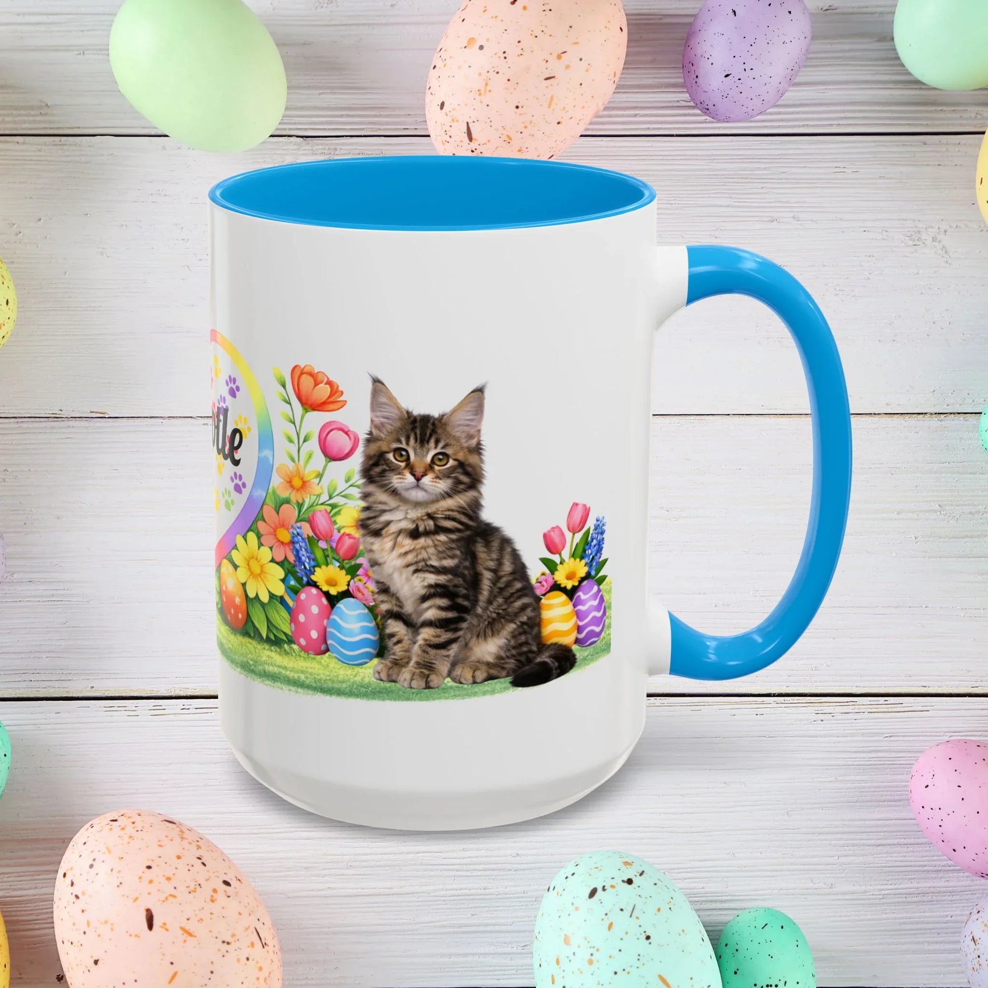 Shop our maine coon kitten easter mug featuring the 15oz style option from MySisterIsASurvivor.