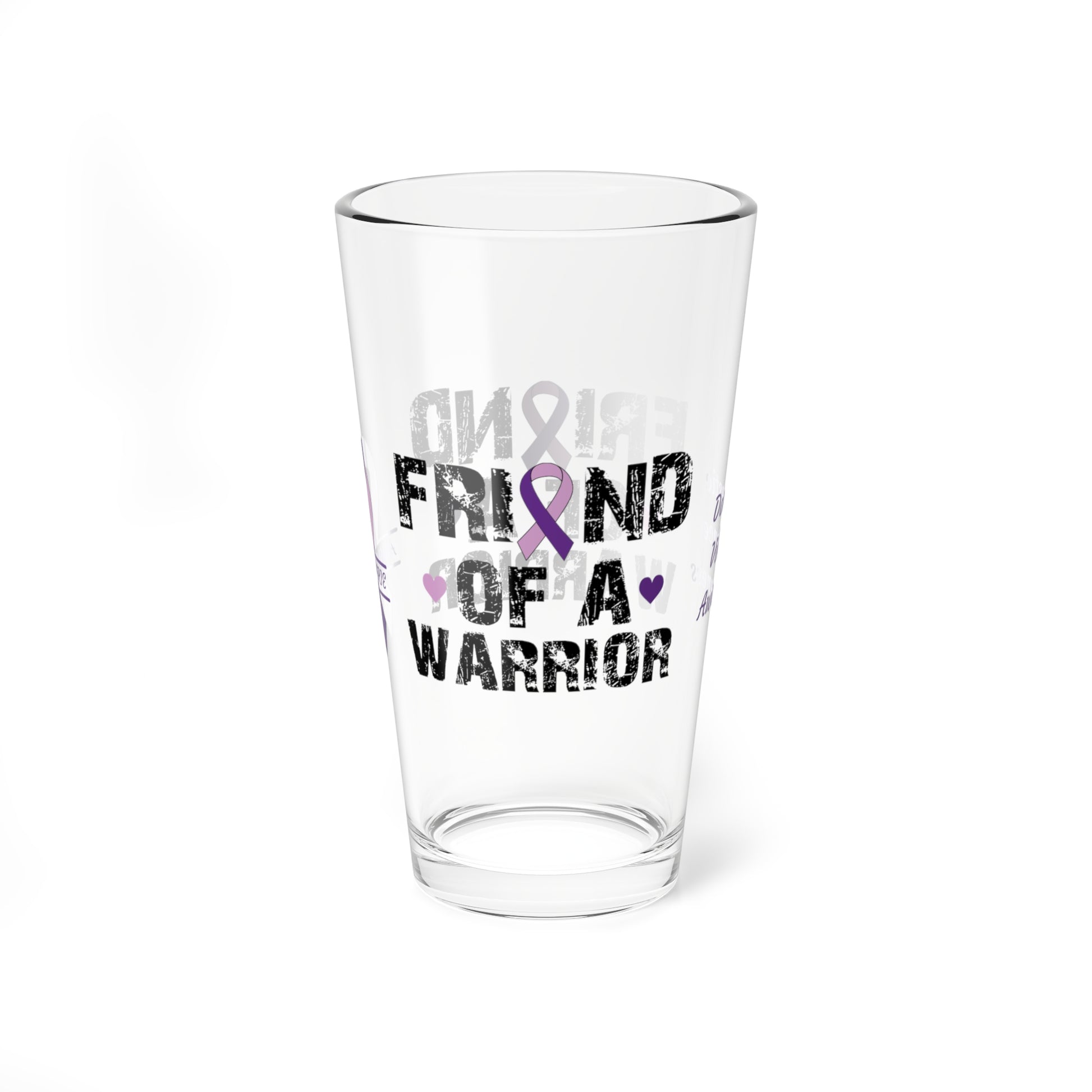 Friend of a Warrior: Personalized Domestic Violence Awareness Warrior Pint Glass - Proud Family Member