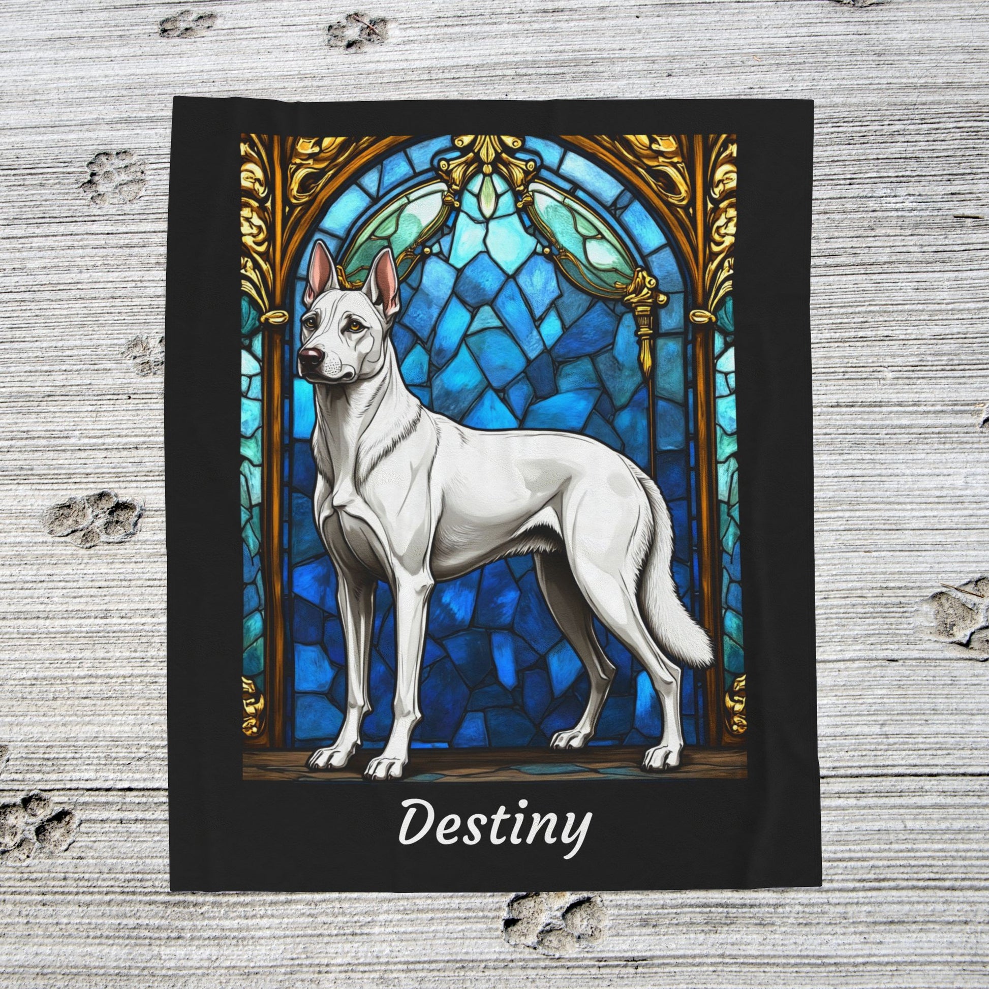Belgian Malinois white velveteen blanket, dog throw, personalized stained glass pet lover gift - MySisterIsASurvivor