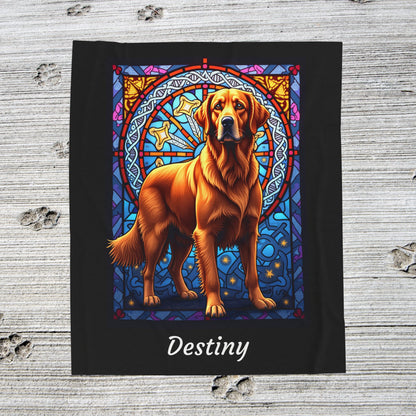 Golden Retriever Red Coat Personalized Velveteen Plush Blanket, Artistic Dog Throw, Personalized Gift