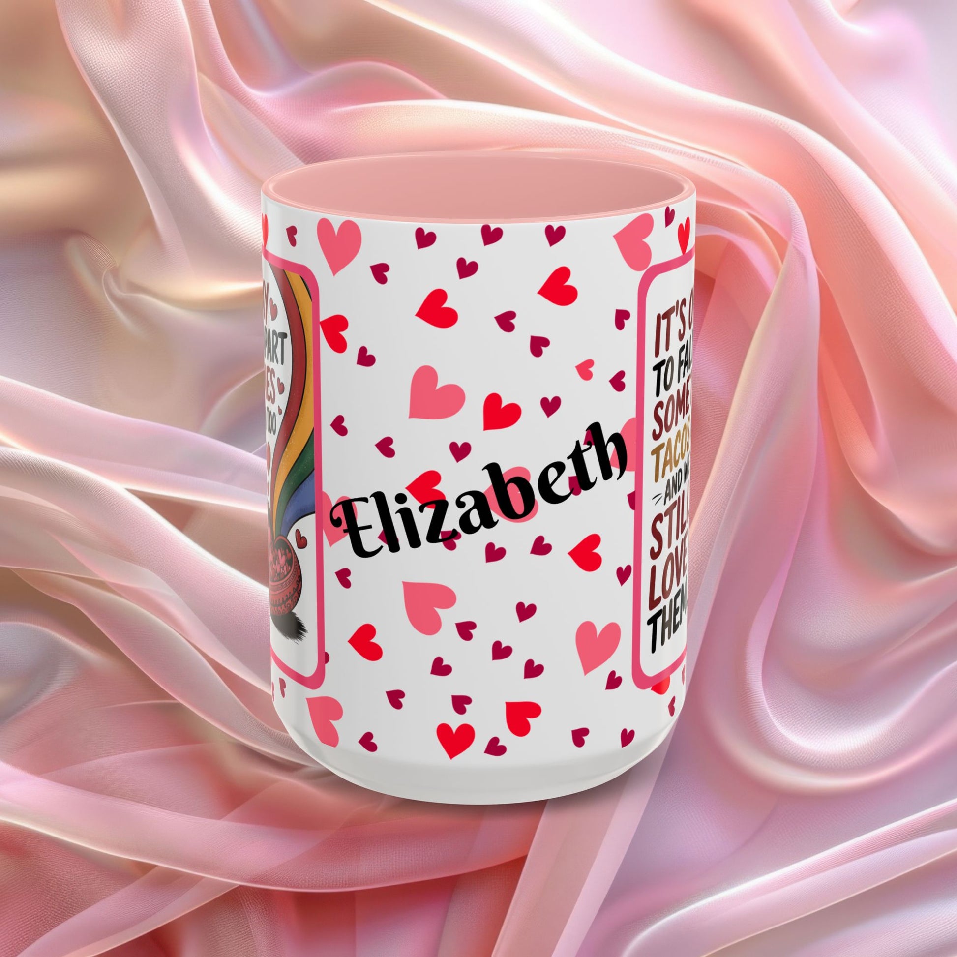 Its Okay To Fall Apart Valentines mug with gentle encouragement, supportive Valentine affirmation coffee cup