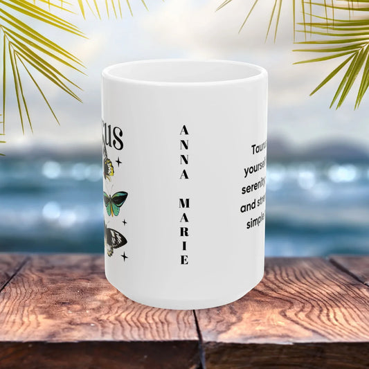 Shop our taurus zodiac white ceramic mug 11oz 15oz featuring the 15oz style option from MySisterIsASurvivor.