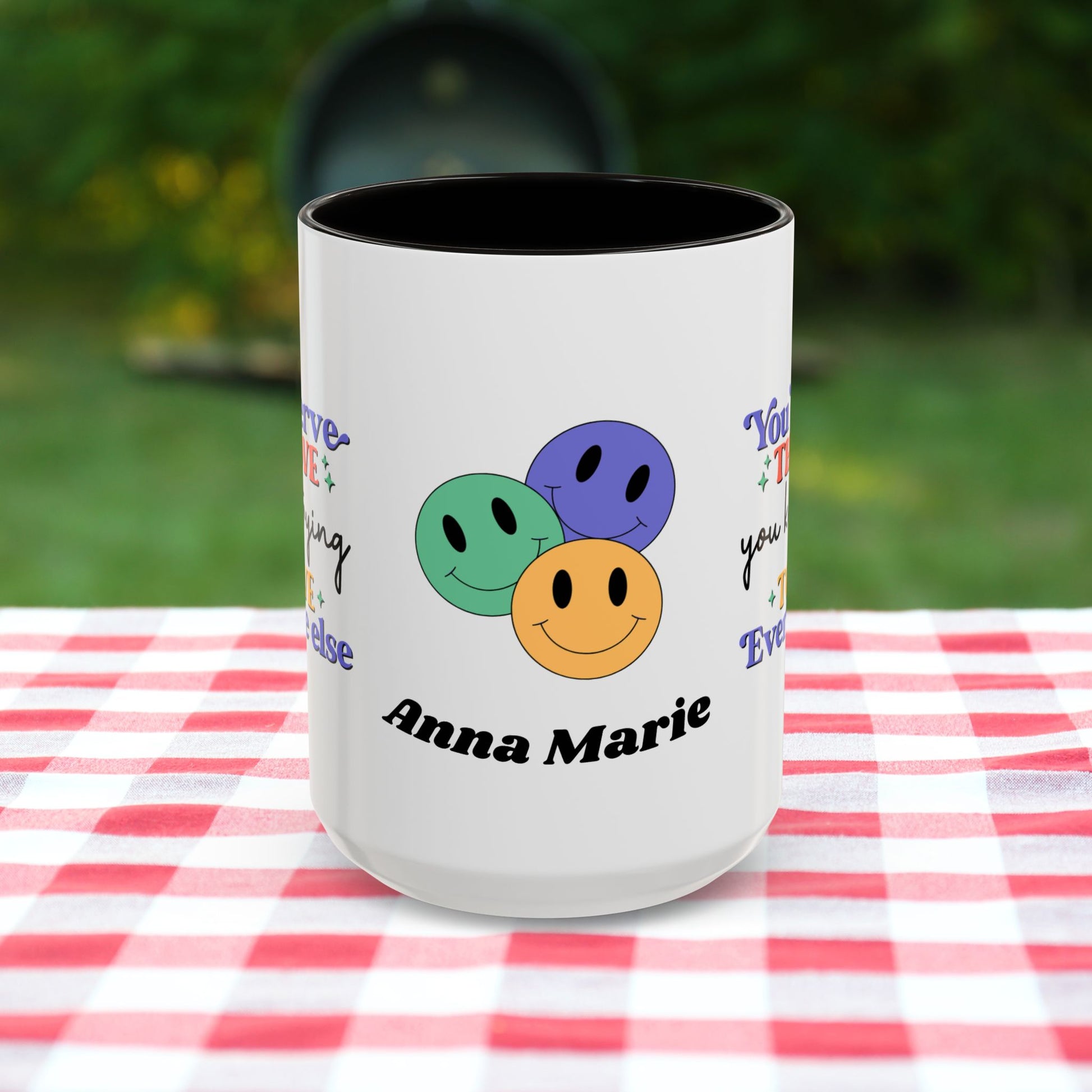 You Deserve the Love You Keep Trying to Give Everyone Else - Custom Retro Self-Care Mug for Emotional Wellness