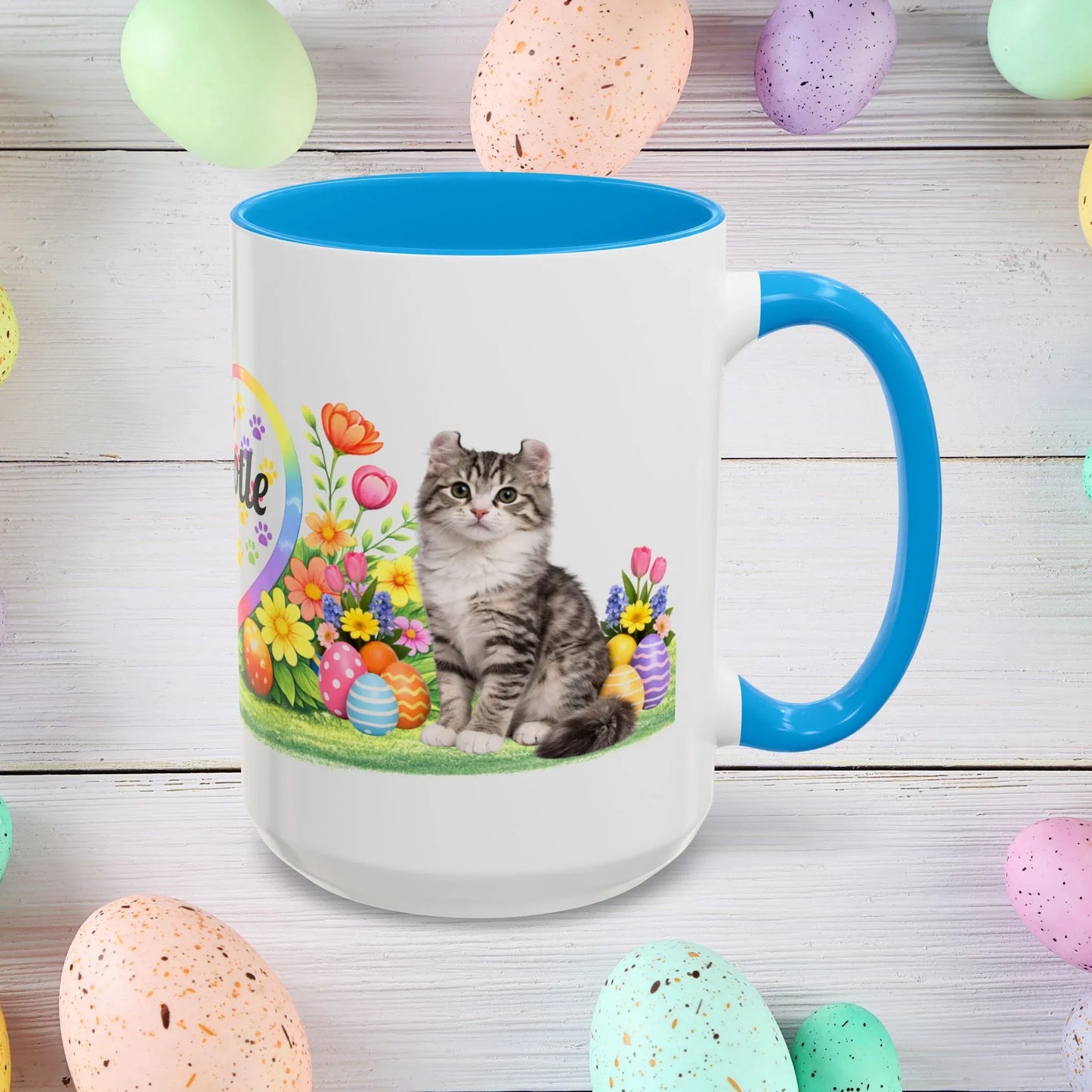 Shop our american curl kitten easter mug featuring the 15oz style option from MySisterIsASurvivor.