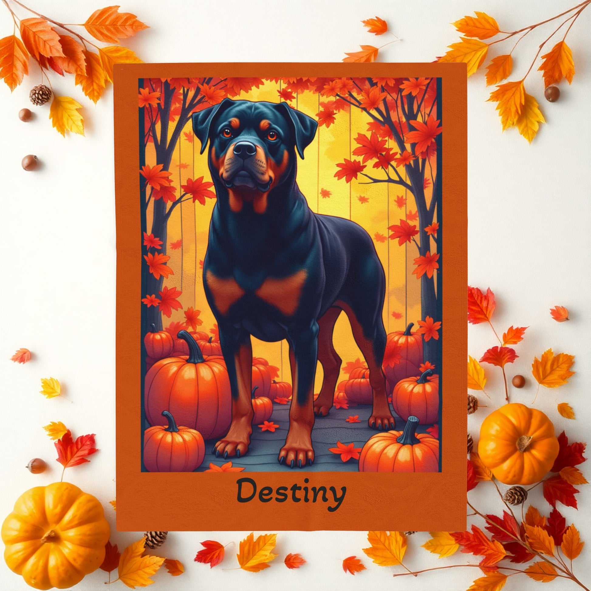 Black and Mahogany Rottweiler velveteen plush blanket, soft personalized dog throw for Rottie owners - MySisterIsASurvivor