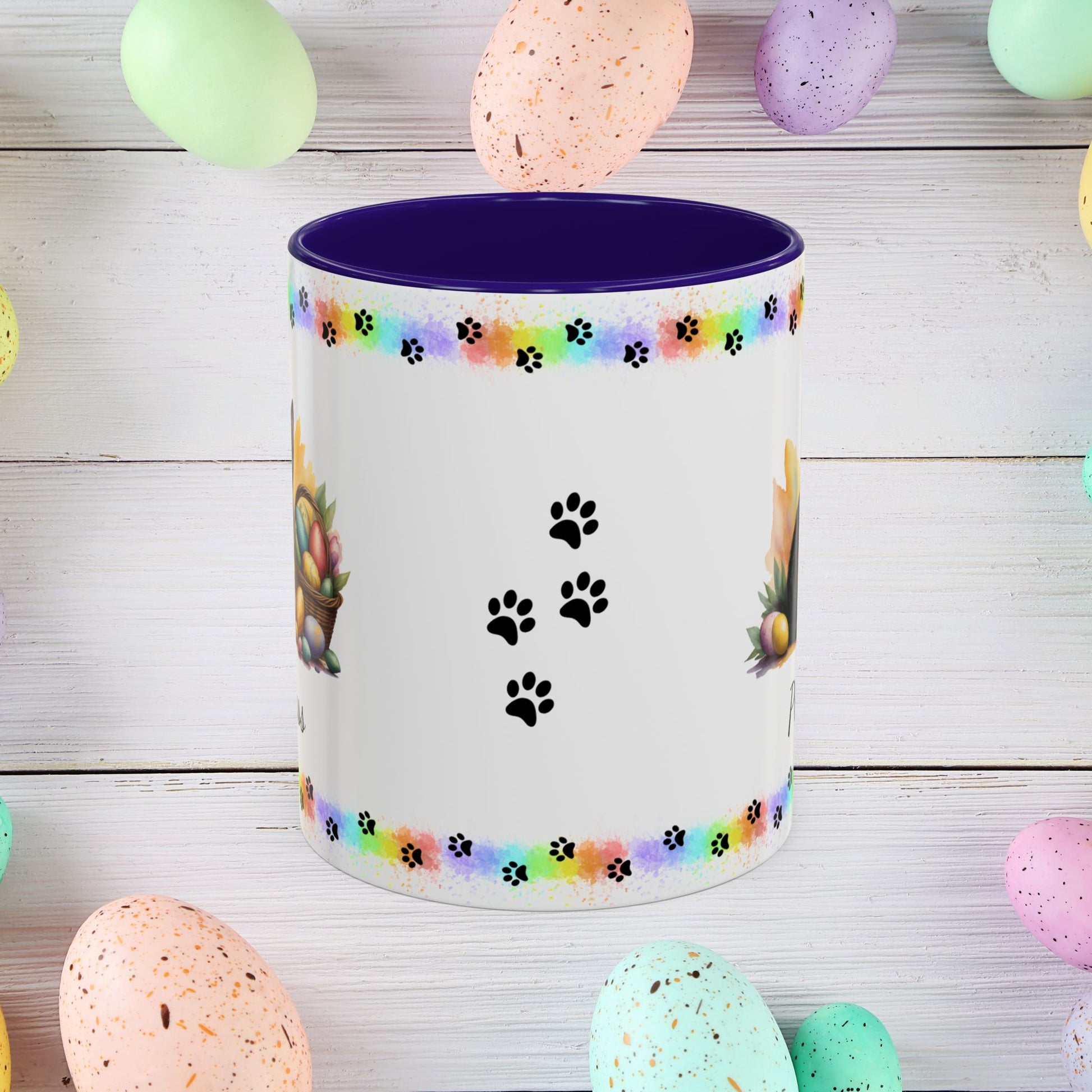 Bombay: Personalized Easter Kitten Coffee Mug - Adorable Cat Design, Mental Health Gift, 11oz & 15oz, 12 Color Choices, Easter Gifts & Décor
