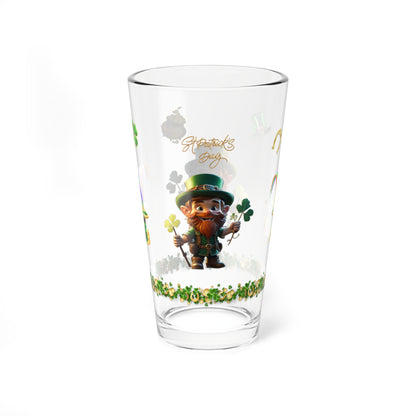 Lucky Leaf Labyrinth: Mindful St. Patrick's Day 16oz Pint Glasses - Festive Design for Positivity & Wellness