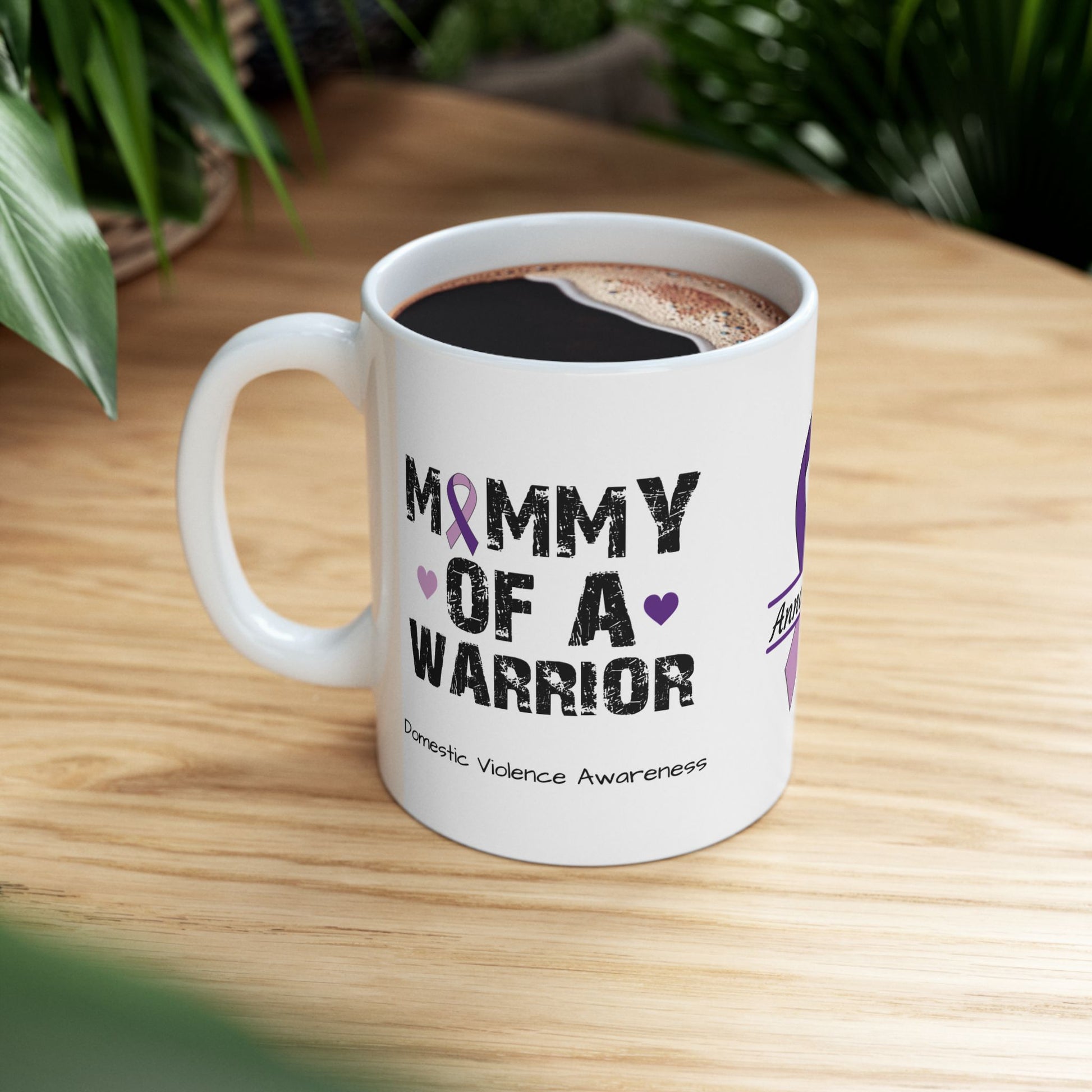 Mommy of a Warrior - Personalized Domestic Violence Awareness Gift, Empowerment and Resilience Ceramic Mug, Support for Survivors