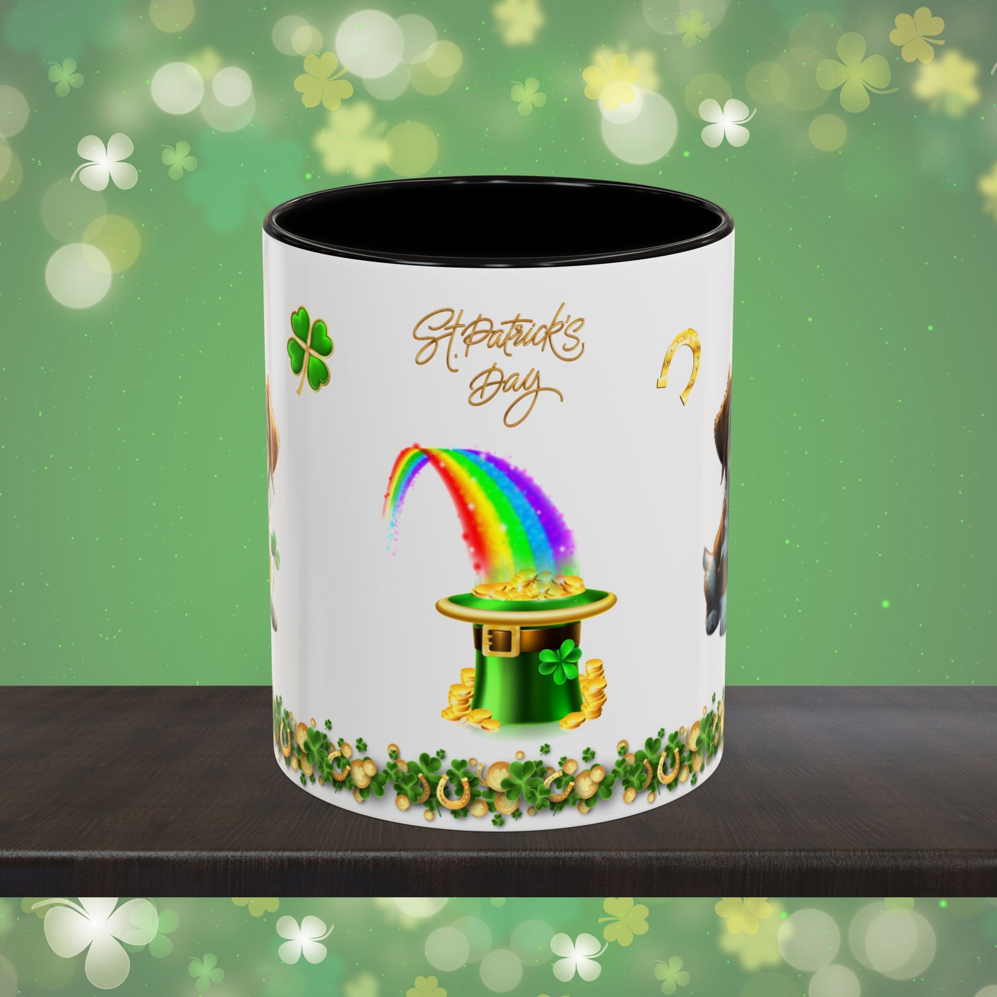 Lucky Leprechaun Pup: St. Patrick's Day Two-Tone Coffee Mug - Festive Ceramic Mug for Positivity & Mindfulness