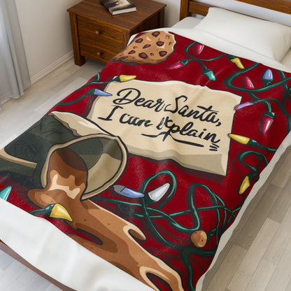 Funny Christmas blanket “Dear Santa, I Can Explain” holiday throw for cozy winter nights and laughs