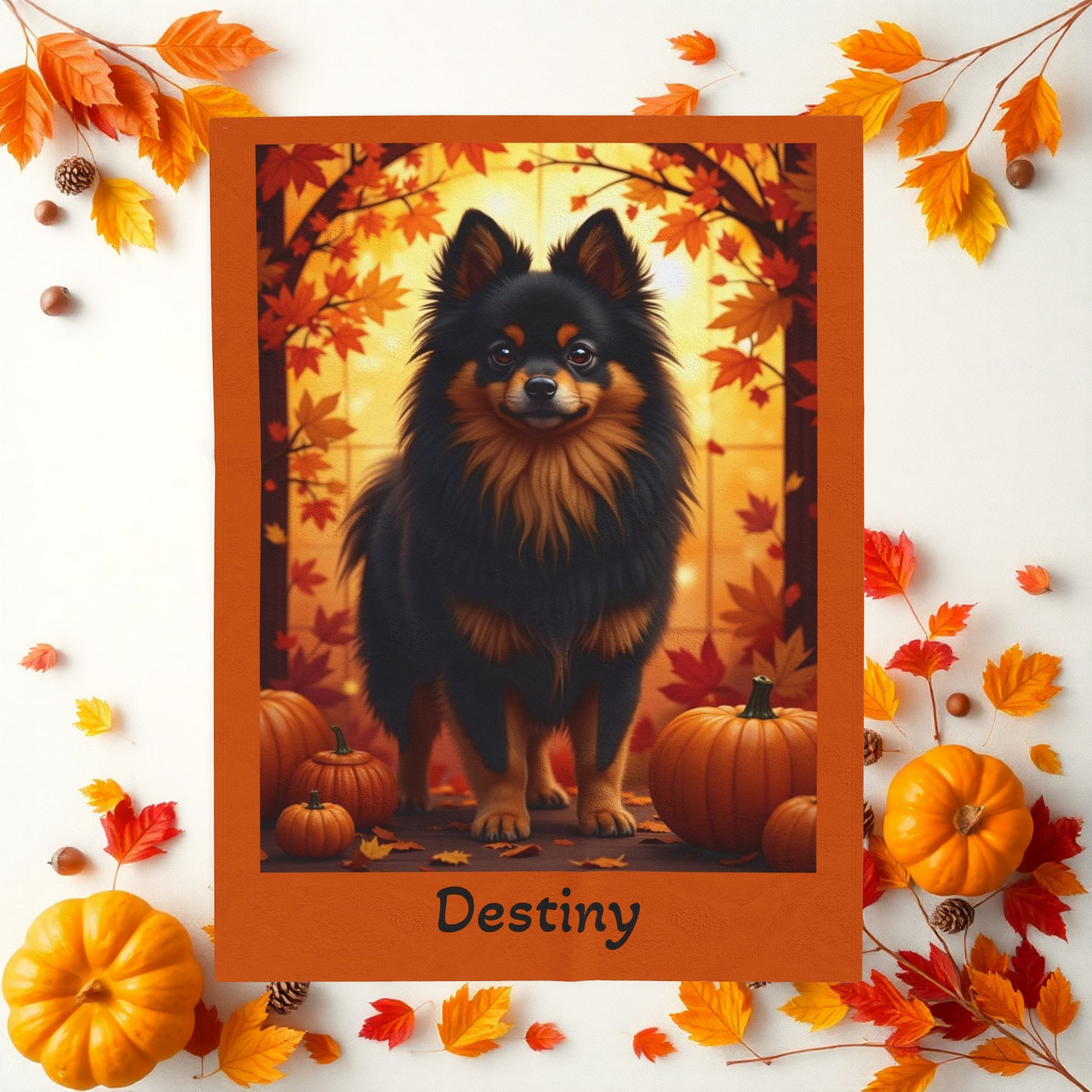 Pomeranian Black & Tan Coat Velveteen Blanket, Cozy Plush Dog Throw, Custom Pet Lover Gift