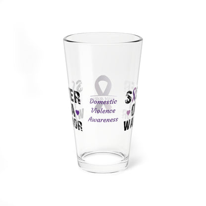 Sister of a Warrior: Personalized Domestic Violence Awareness Warrior Pint Glass - Proud Family Member