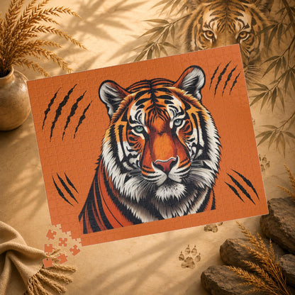 Strength Unleashed Puzzle - Bold Tiger Puzzle for Relaxation, Determination, and Animal Art Fans