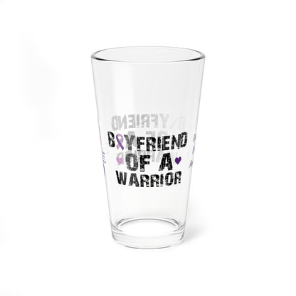 Boyfriend of a Warrior: Personalized Domestic Violence Awareness Warrior Pint Glass - Proud Family Member