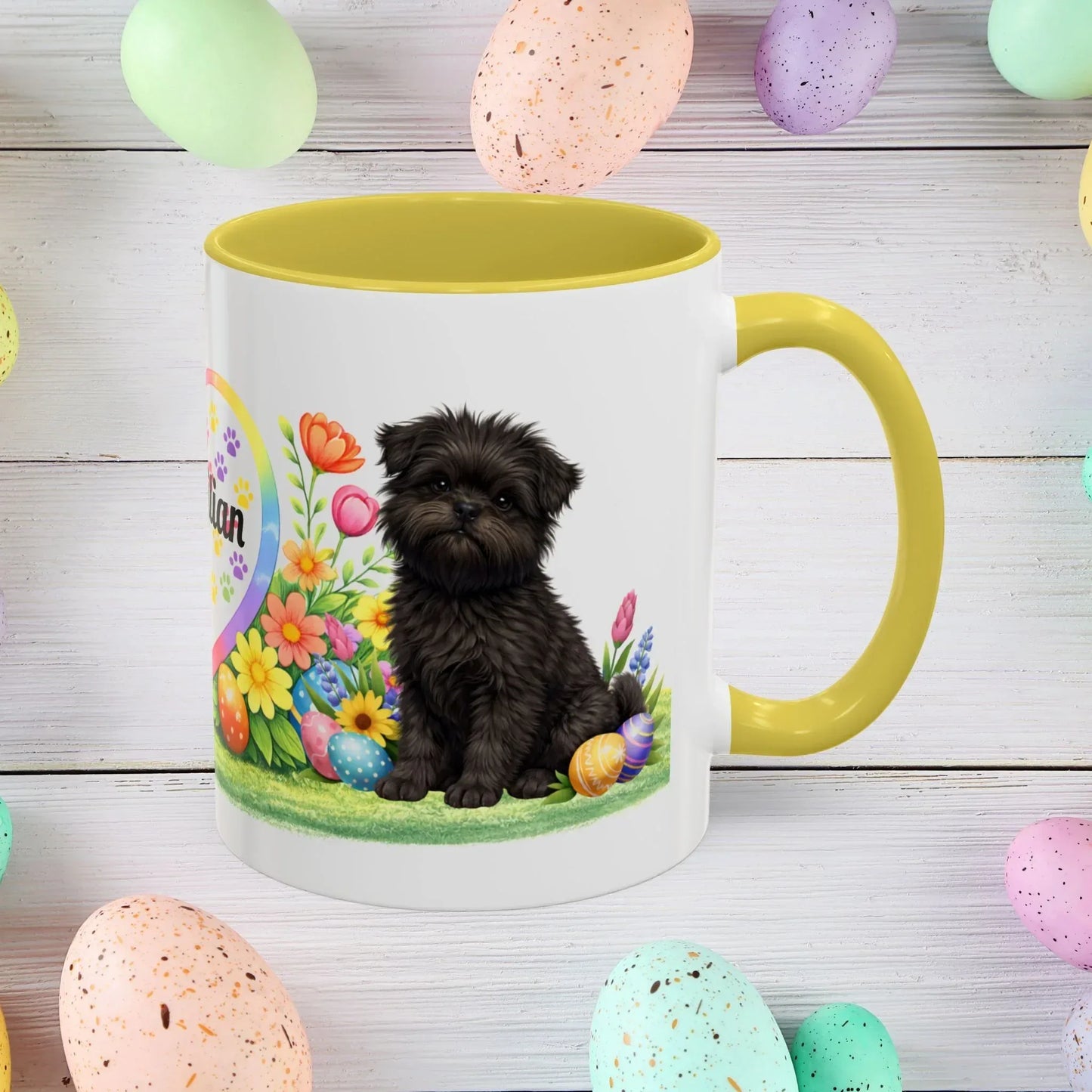 Shop our affenpinscher puppy easter mug featuring the 15oz style option from MySisterIsASurvivor.