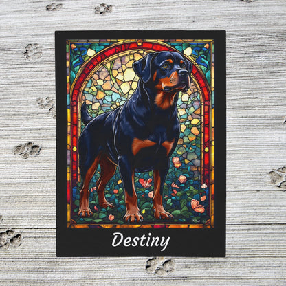Rottweiler Black & Mahogany Coat Blanket, Velveteen Plush Stained Glass Dog Throw, Personalized Gift