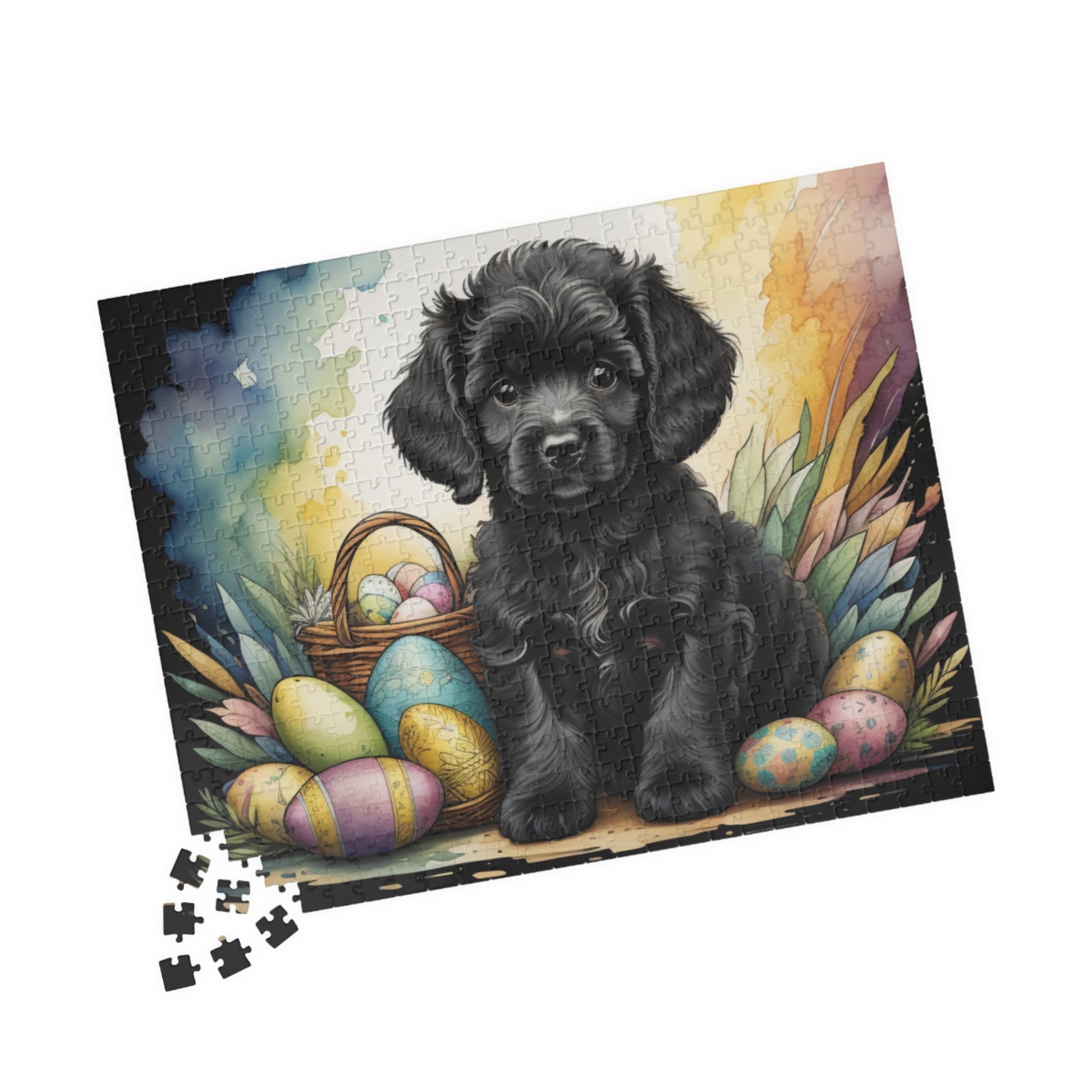 Poodle (Black) Easter Puppy Puzzle - Dog Lovers, Mental Health Benefits, Holiday Fun, Mindfulness, Stress Relief, Festive Gift