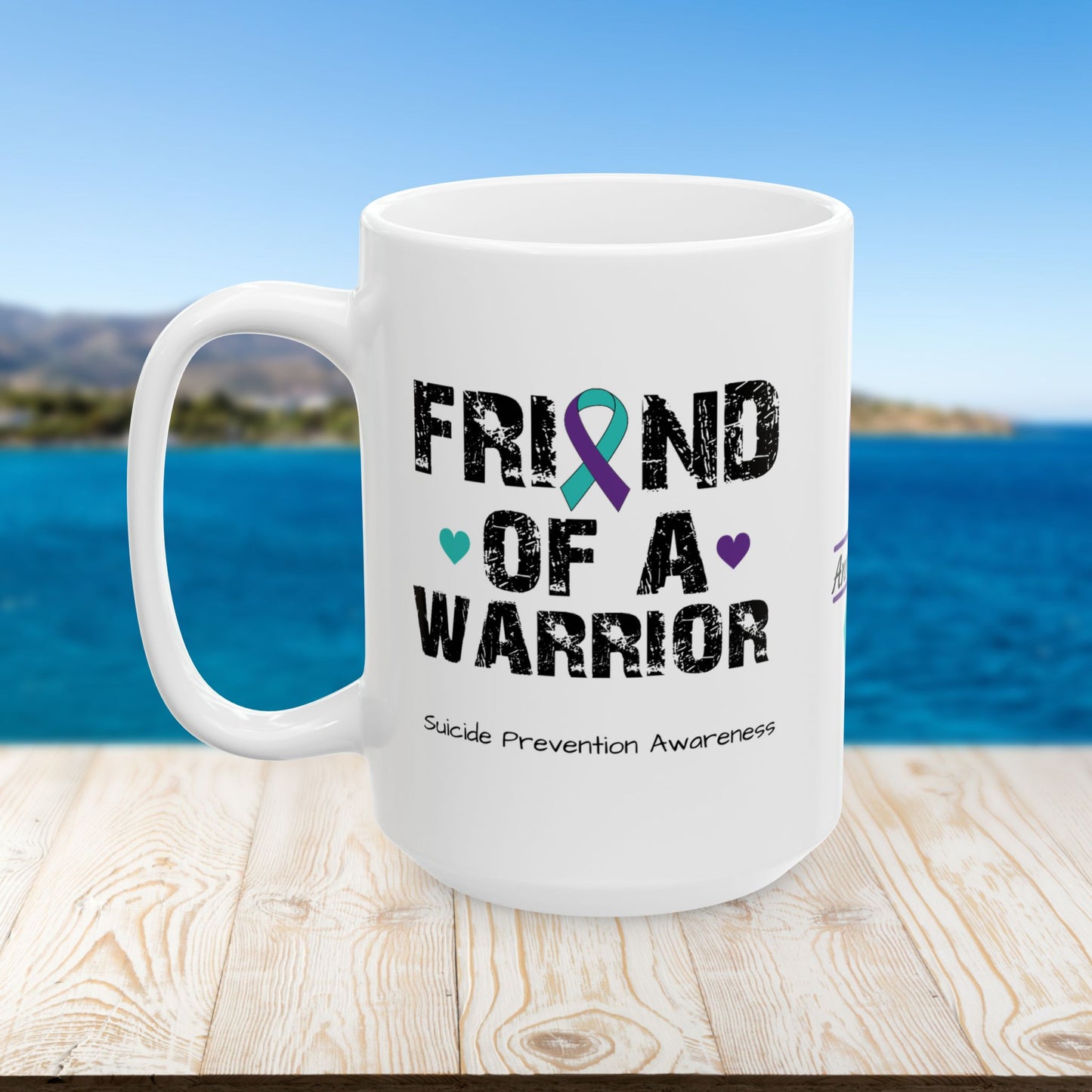 Friend of a Warrior - Personalized Suicide Prevention Awareness Gift, Empowerment and Resilience Ceramic Mug, Support for Survivors