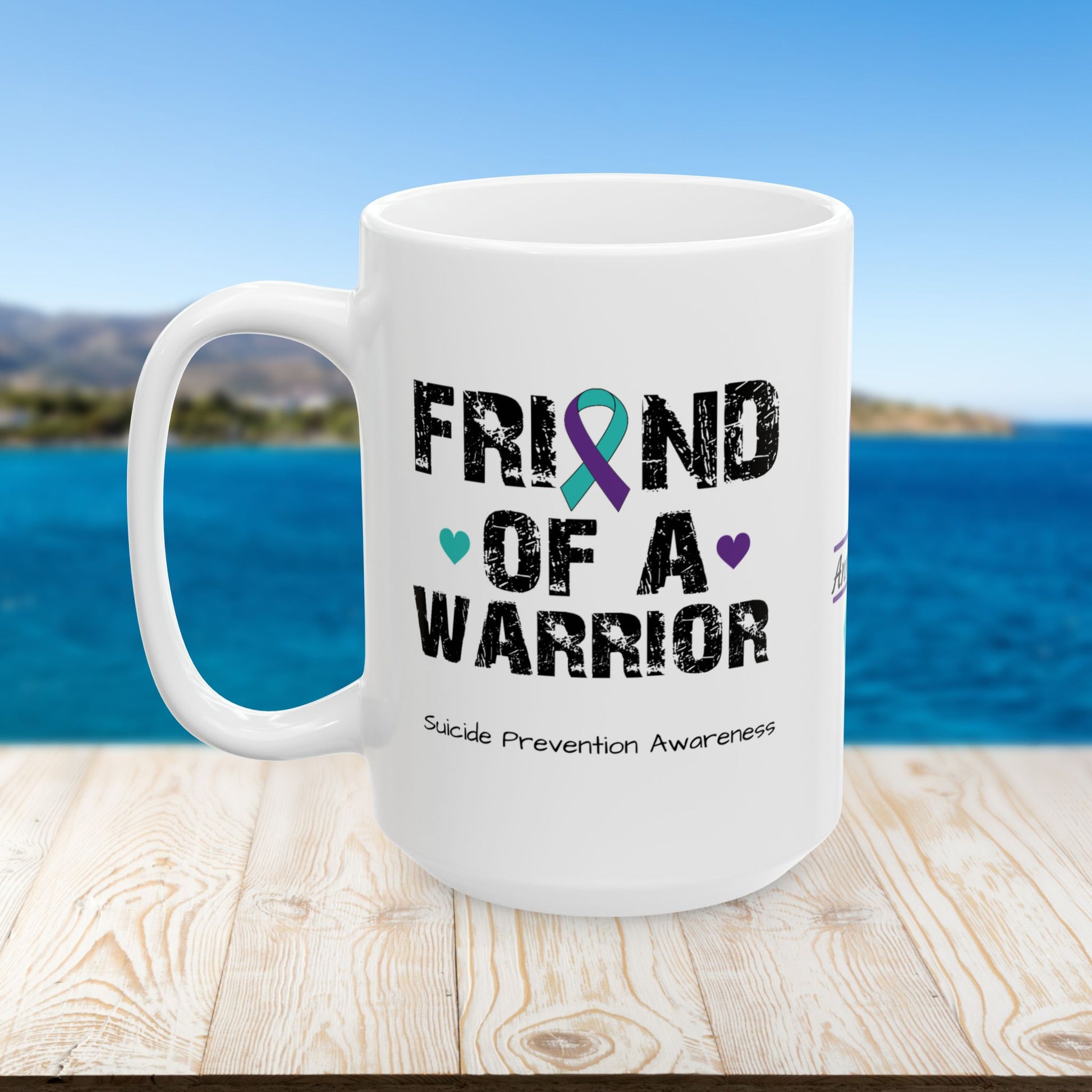 Friend of a Warrior - Personalized Suicide Prevention Awareness Gift, Empowerment and Resilience Ceramic Mug, Support for Survivors