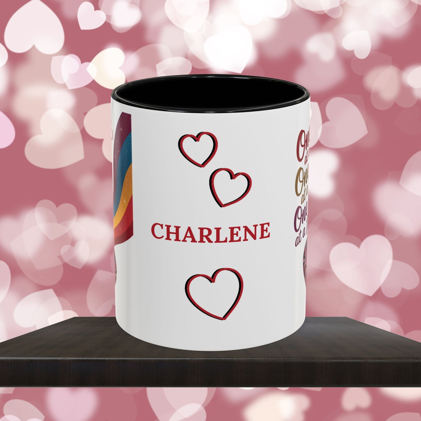 One Day At A Time: Personalized Valentine's Day Affirmation Mug – Inspiring Positivity and Emotional Wellness, 11oz or 15oz