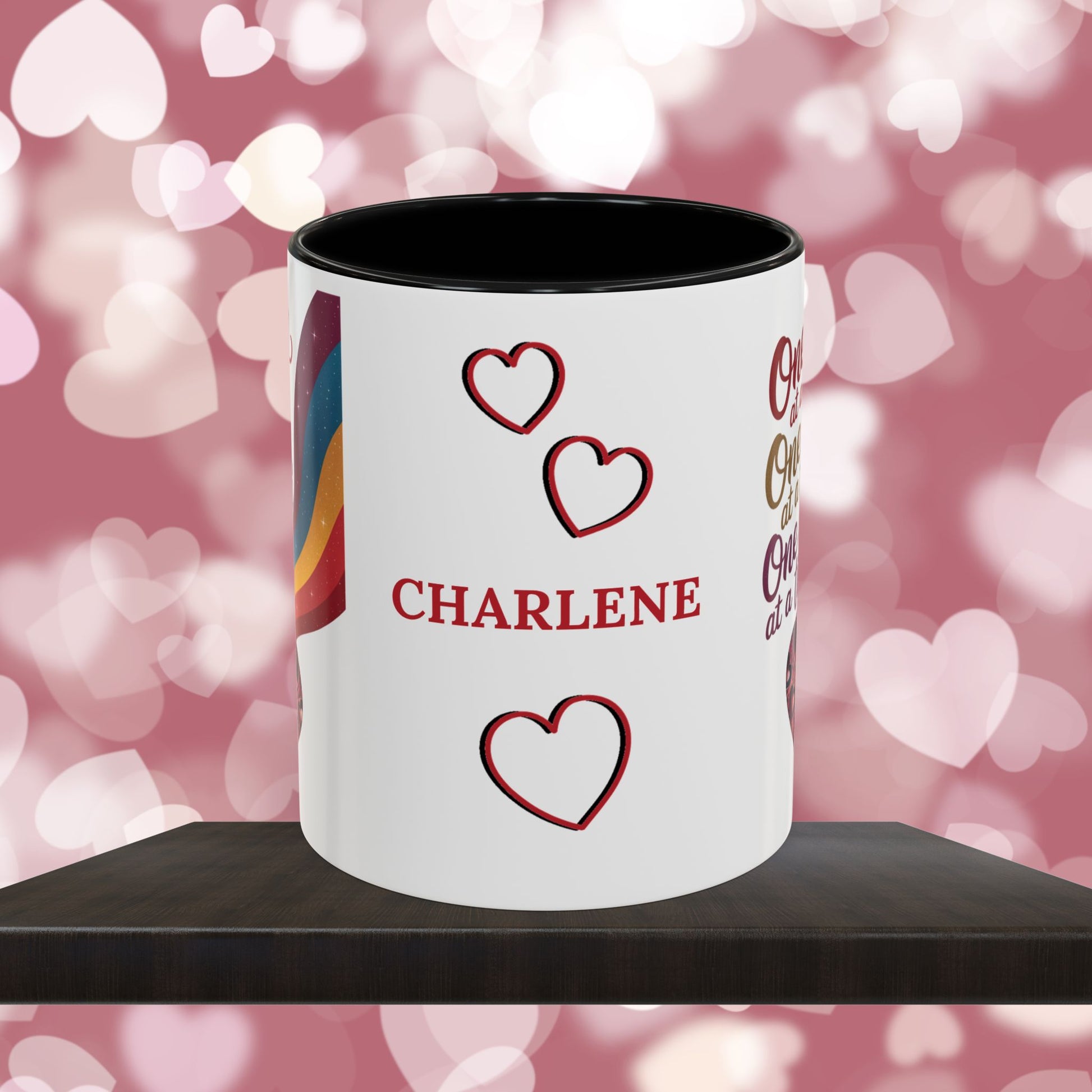 One Day At A Time: Personalized Valentine's Day Affirmation Mug – Inspiring Positivity and Emotional Wellness, 11oz or 15oz