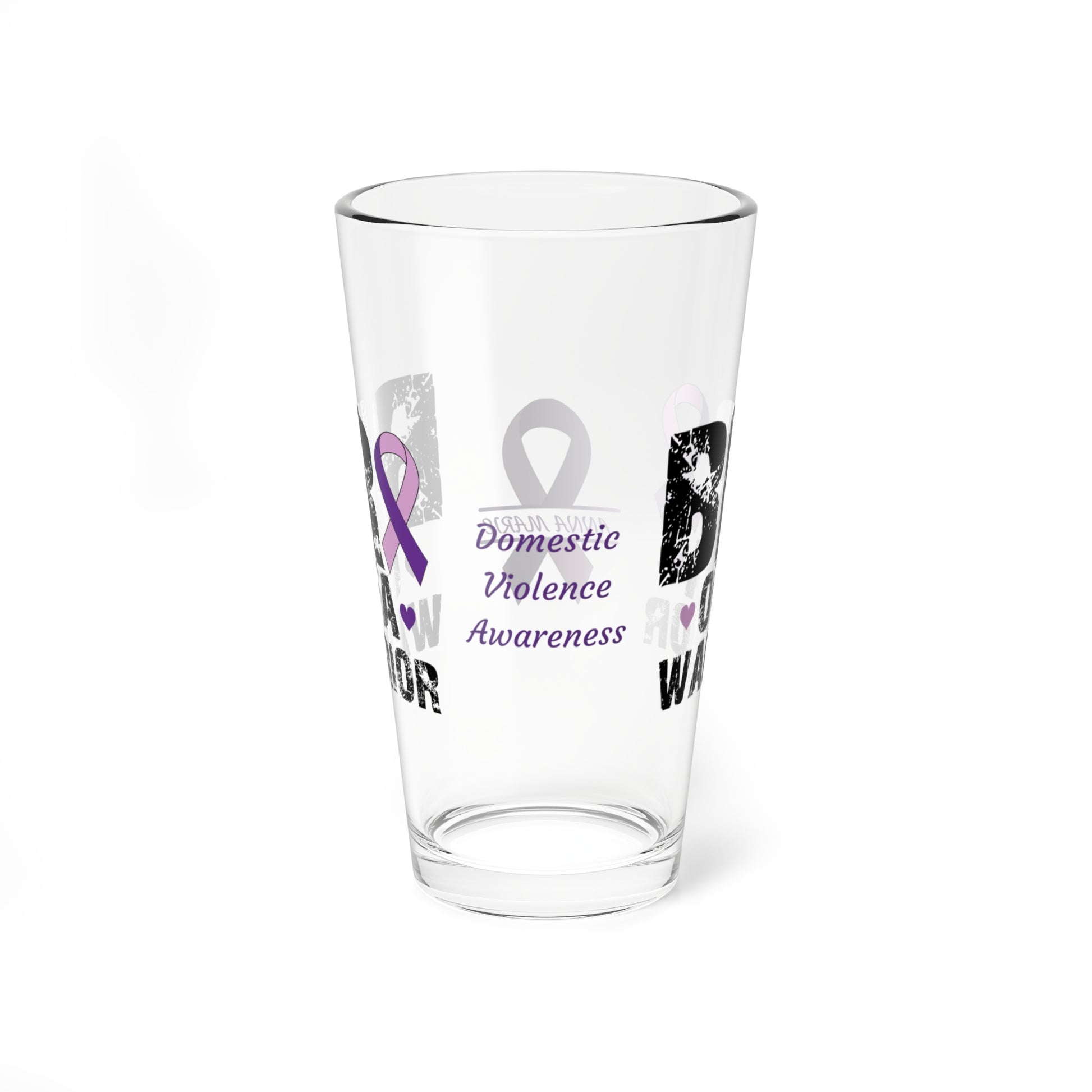 Bro of a Warrior: Personalized Domestic Violence Awareness Warrior Pint Glass - Proud Family Member