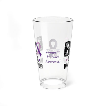 Bro of a Warrior: Personalized Domestic Violence Awareness Warrior Pint Glass - Proud Family Member