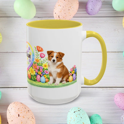 Shop our premium border collie red white puppy easter mug from MySisterIsASurvivor.