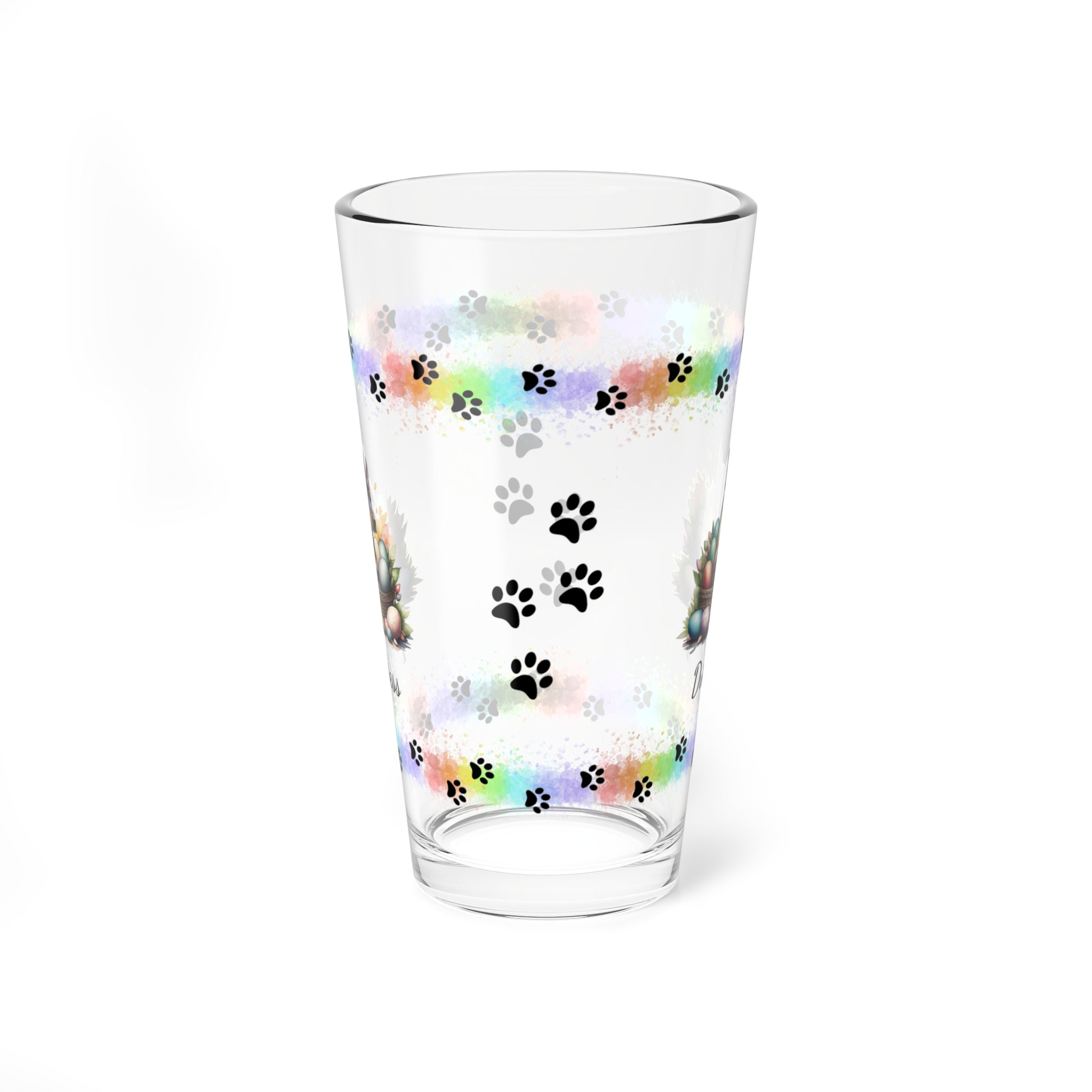 Doberman Personalized Easter Puppy 16oz Pint Glass - Custom Dog Design, Mental Health Gift, Easter Décor, and Festive Celebrations