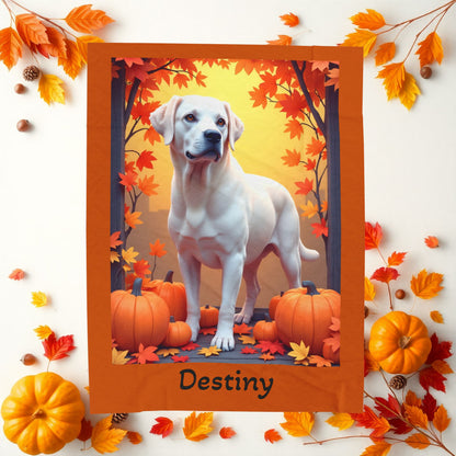 White Labrador Retriever velveteen plush blanket, personalized dog throw for white lab parents - MySisterIsASurvivor