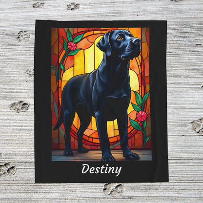 Labrador Retriever Black Coat Blanket, Velveteen Plush Custom Dog Art Throw, Gift for Humans