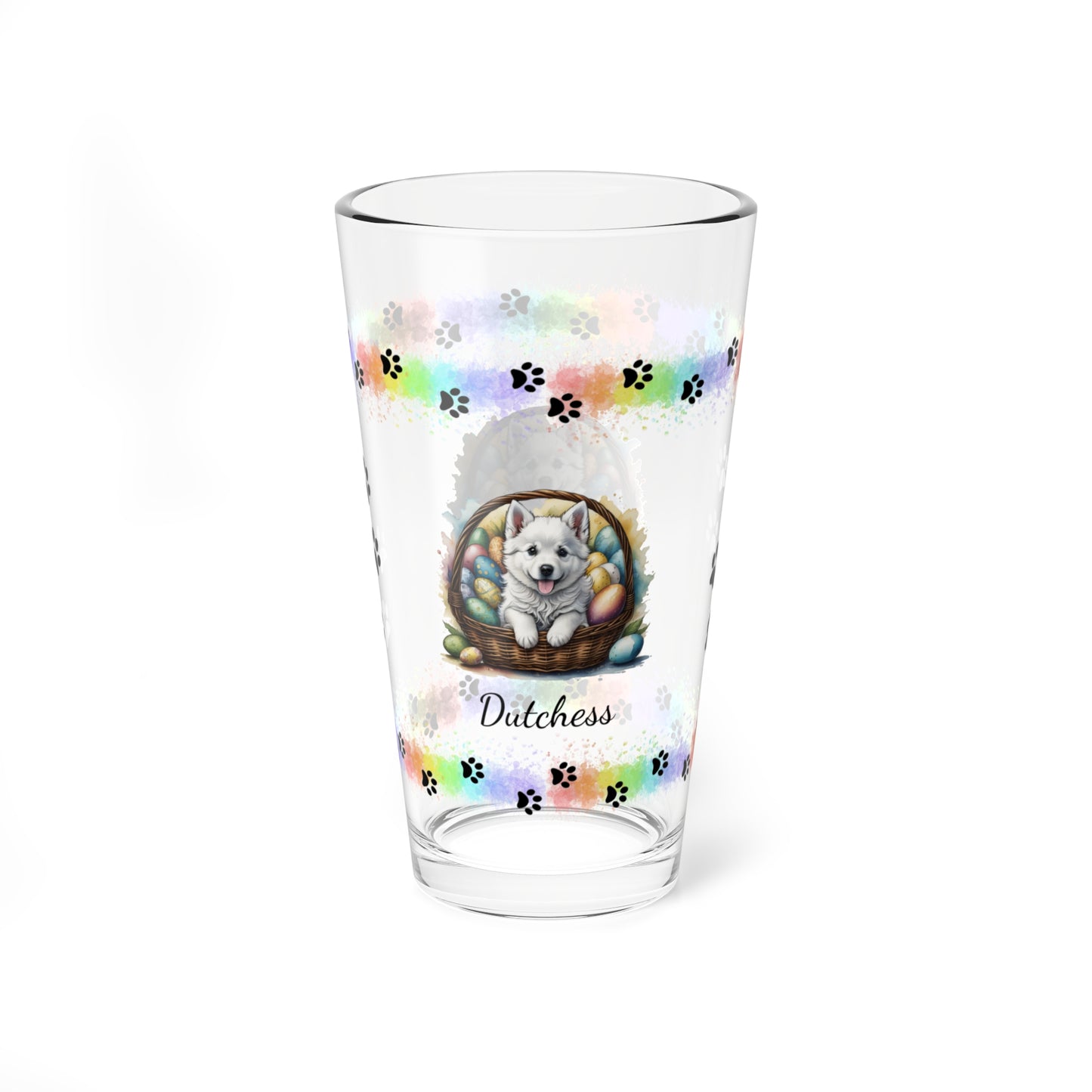 American Eskimo Personalized Easter Puppy 16oz Pint Glass - Custom Dog Design, Mental Health Gift, Easter Décor, and Festive Celebrations
