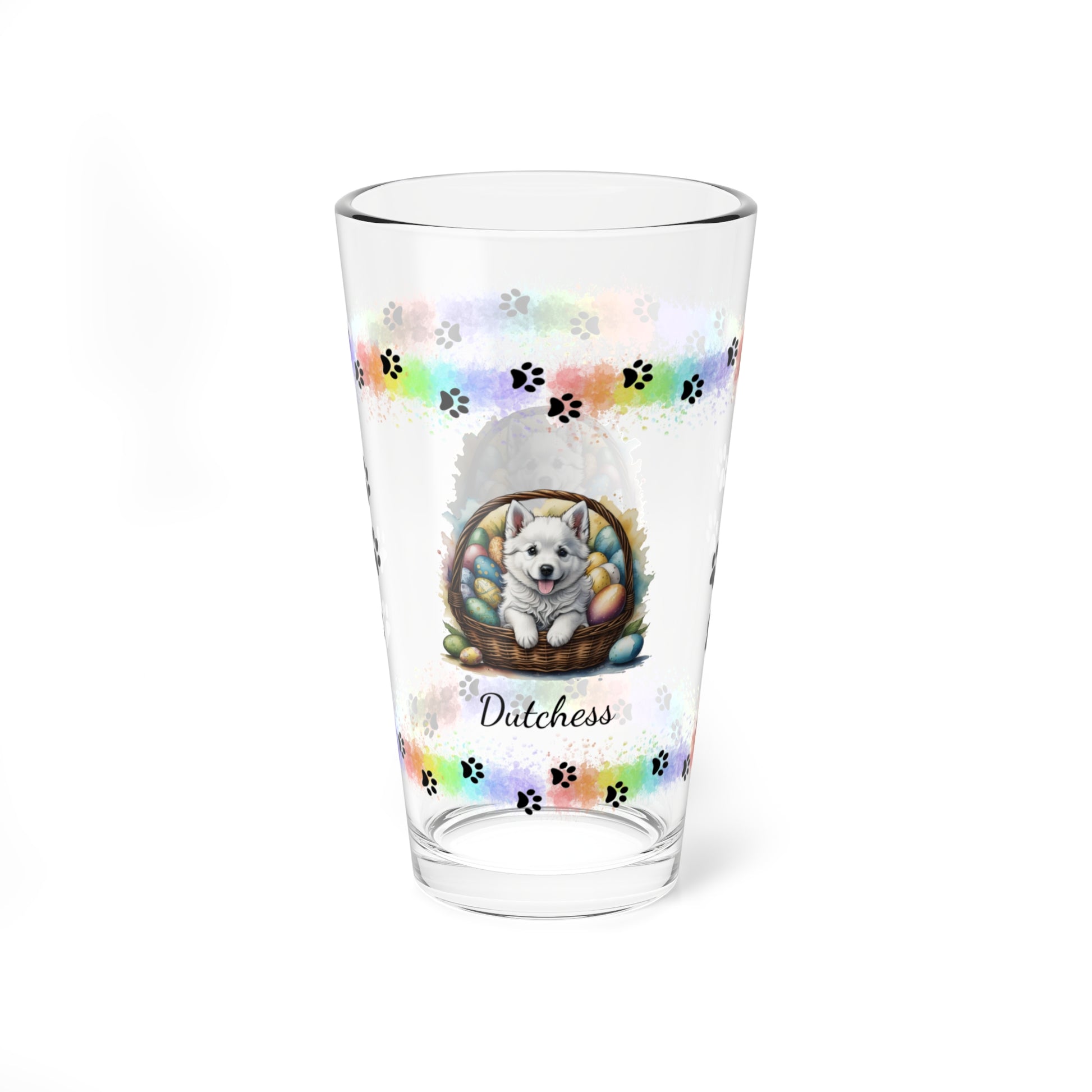 American Eskimo Personalized Easter Puppy 16oz Pint Glass - Custom Dog Design, Mental Health Gift, Easter Décor, and Festive Celebrations