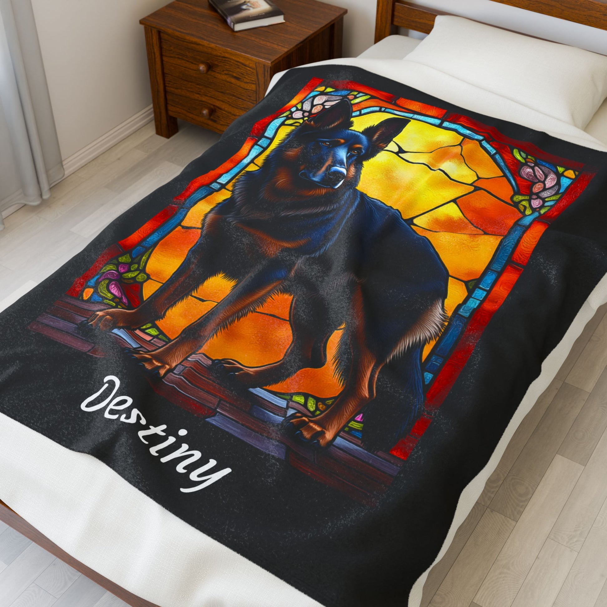 German Shepherd Black & Red Coat Blanket, Personalized Dog Lover Throw, Gift for Humans