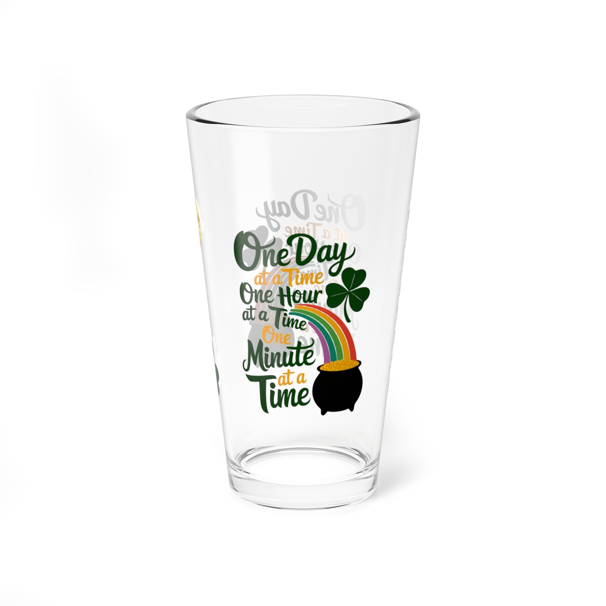 One Day At A Time One Hour At A Time One Minute At A Time: Personalized St. Patrick's Day Pint Glass - Customizable Name for Happiness and Positivity