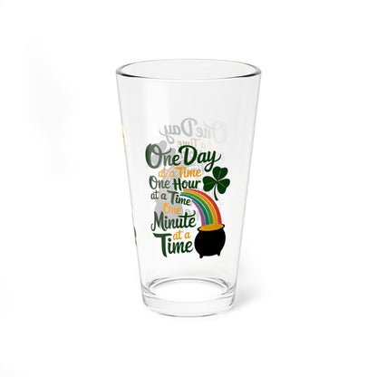 One Day At A Time One Hour At A Time One Minute At A Time: Personalized St. Patrick's Day Pint Glass - Customizable Name for Happiness and Positivity