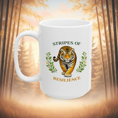 Shop our premium stripes of resilience tiger mug from MySisterIsASurvivor.
