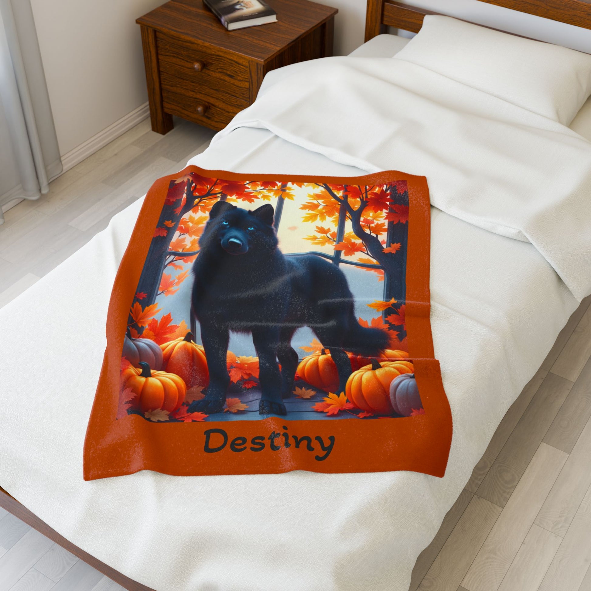 Black Husky blue eyes velveteen plush blanket, custom dog throw for Husky lovers and homes - MySisterIsASurvivor