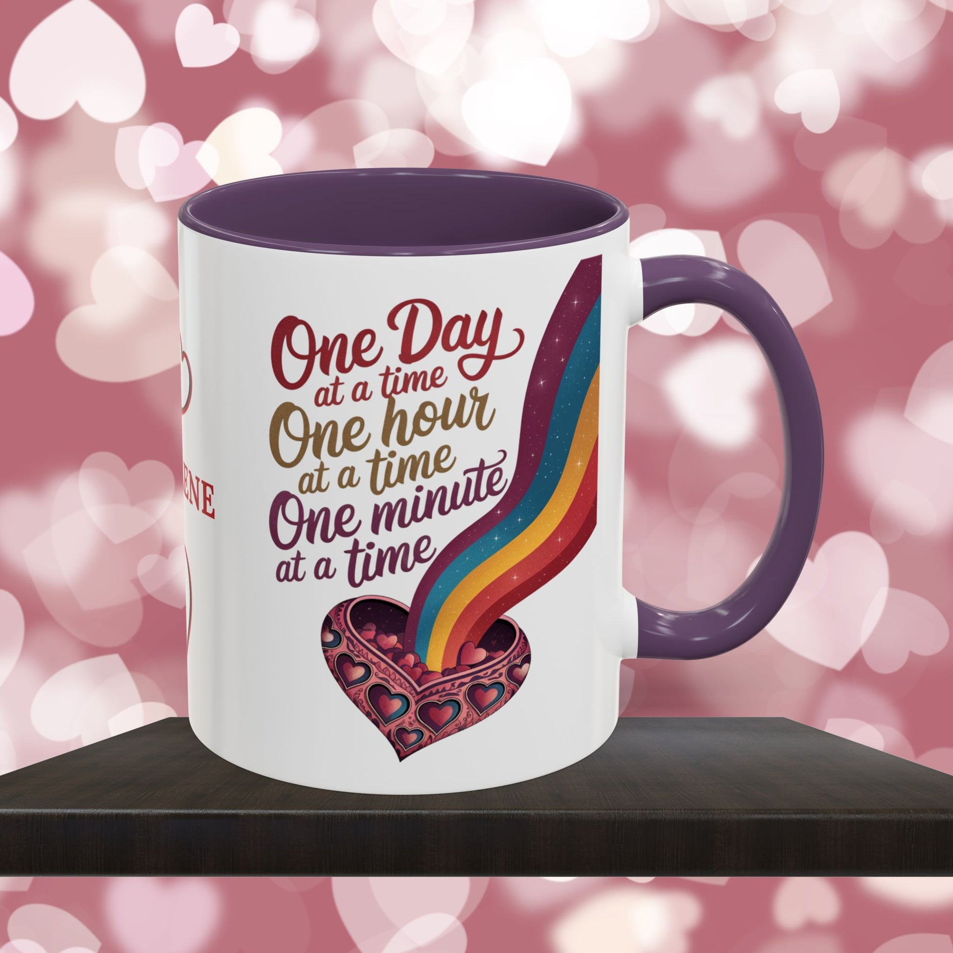 One Day At A Time: Personalized Valentine's Day Affirmation Mug – Inspiring Positivity and Emotional Wellness, 11oz or 15oz