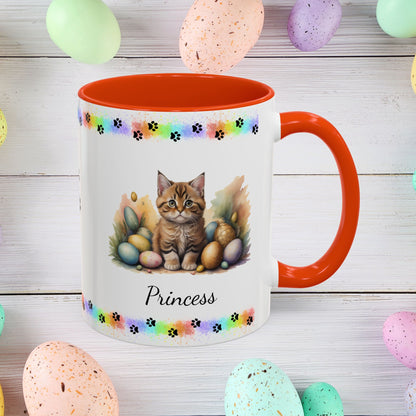 Bobtail: Personalized Easter Kitten Coffee Mug - Adorable Cat Design, Mental Health Gift, 11oz & 15oz, 12 Color Choices, Easter Gifts & Décor