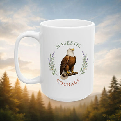 Shop our premium majestic courage eagle mug from MySisterIsASurvivor.