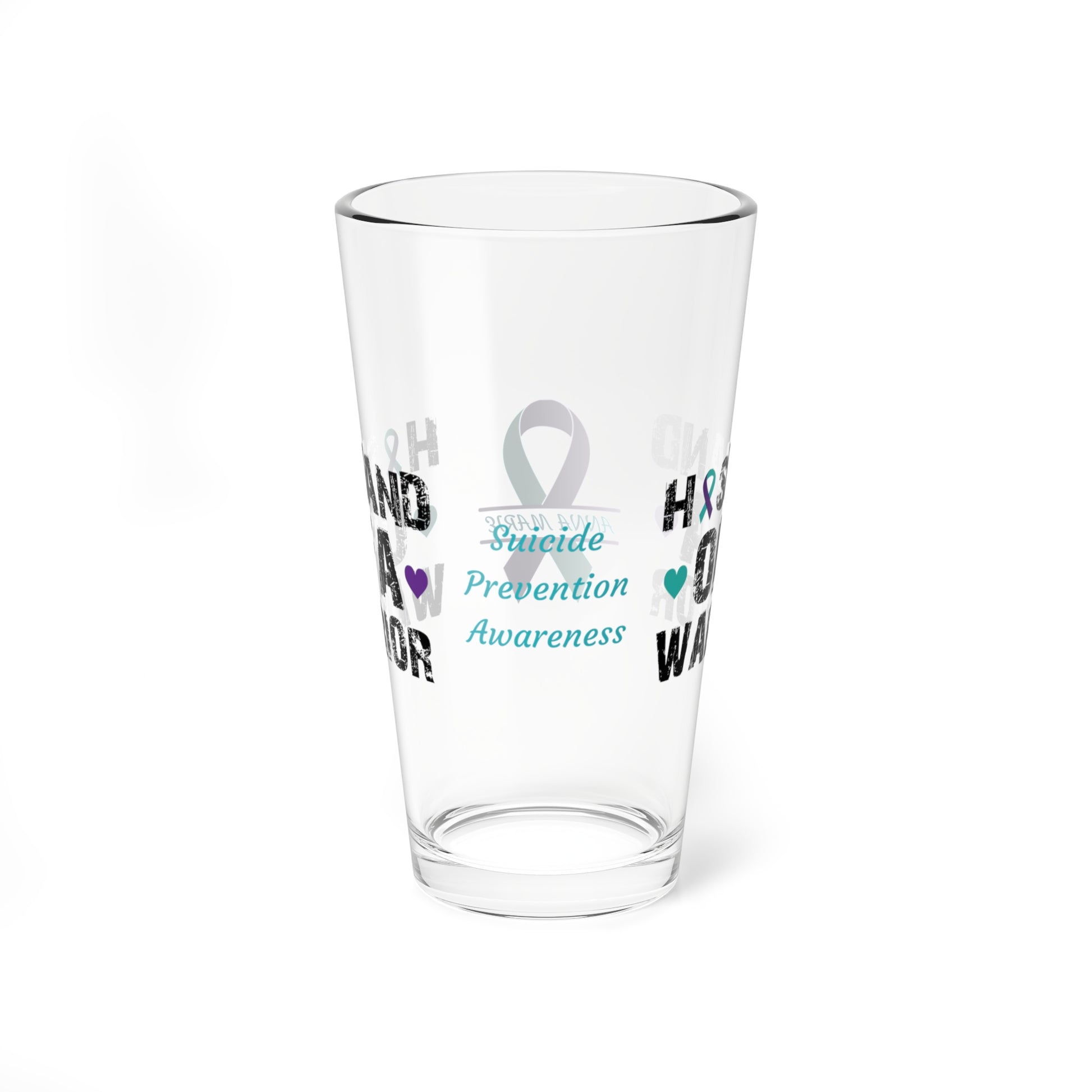 Husband of a Warrior: Personalized Suicide Prevention Awareness Warrior Pint Glass - Proud Family Member