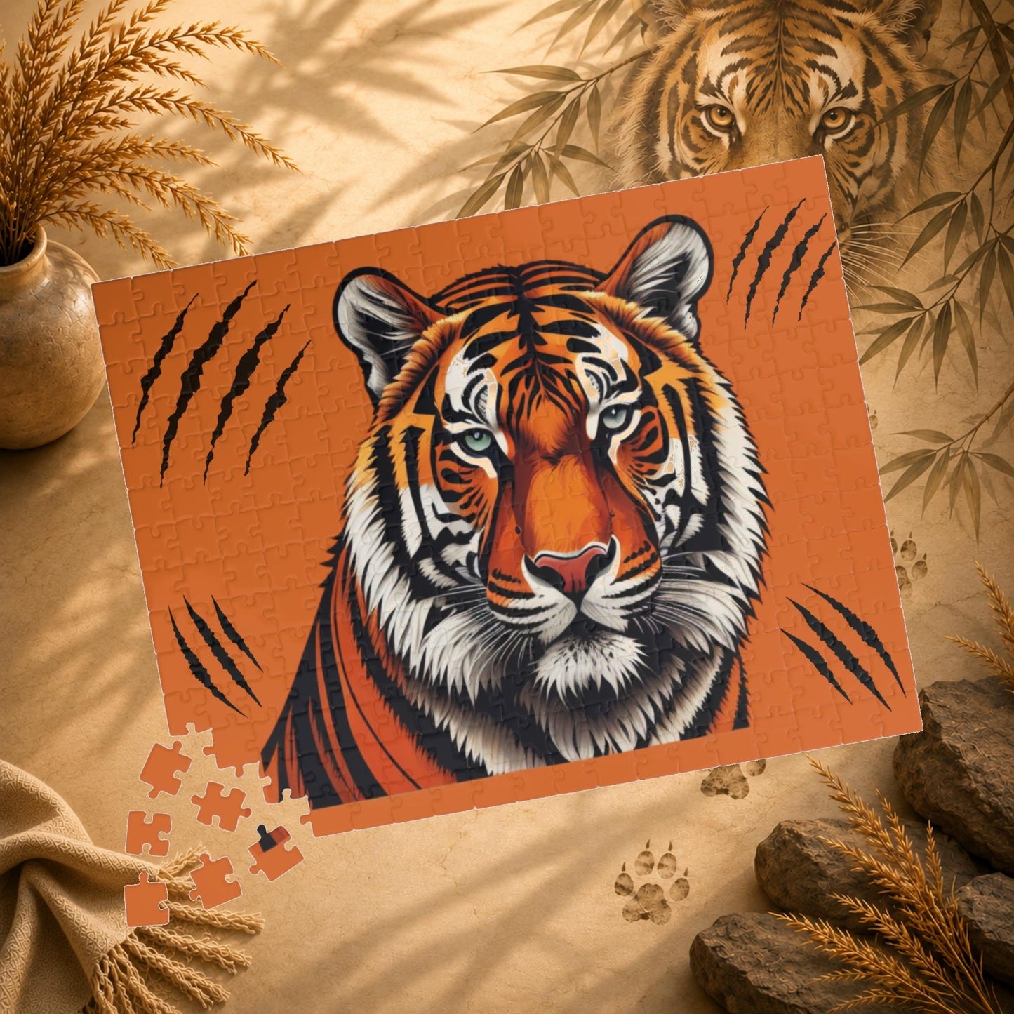 Strength Unleashed Puzzle - Bold Tiger Puzzle for Relaxation, Determination, and Animal Art Fans
