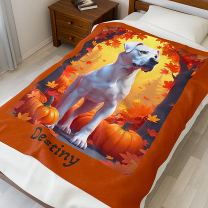 Rottweiler (White) velveteen plush blanket, personalized dog throw for Rottweiler fans, cozy gift for dog lovers