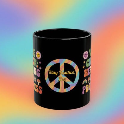Vibe Check Healing in Progress Retro 70s Mug, Groovy Self-Care Coffee Gift - MySisterIsASurvivor