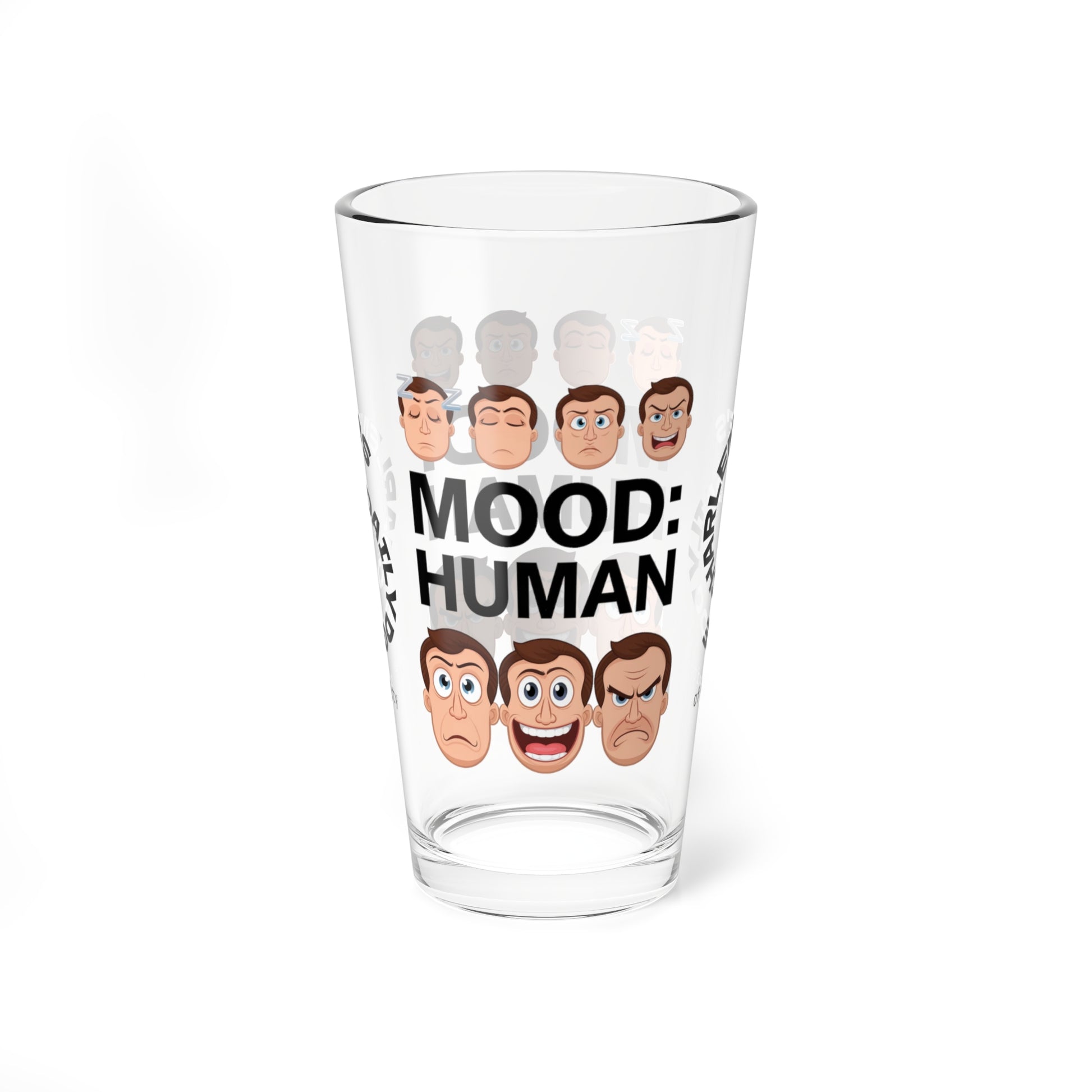 Mood: Human - Personalized Funny Pint Glass, Sassy Drinkware with Attitude, Daily Dose of Attitude and Humor